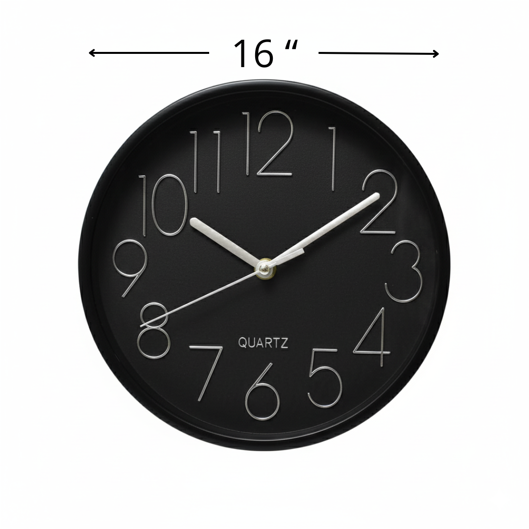 Reloj de pared análogo varios tamaños color negro