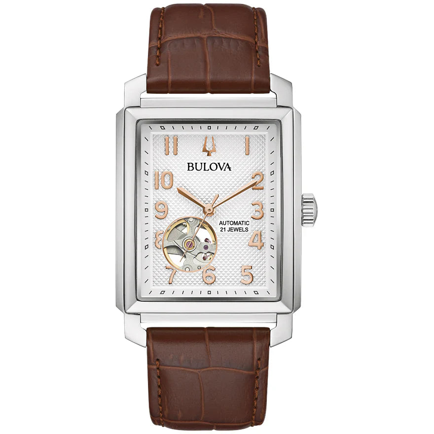 96A268 Reloj Bulova Sutton de hombre correa de piel 33 mm