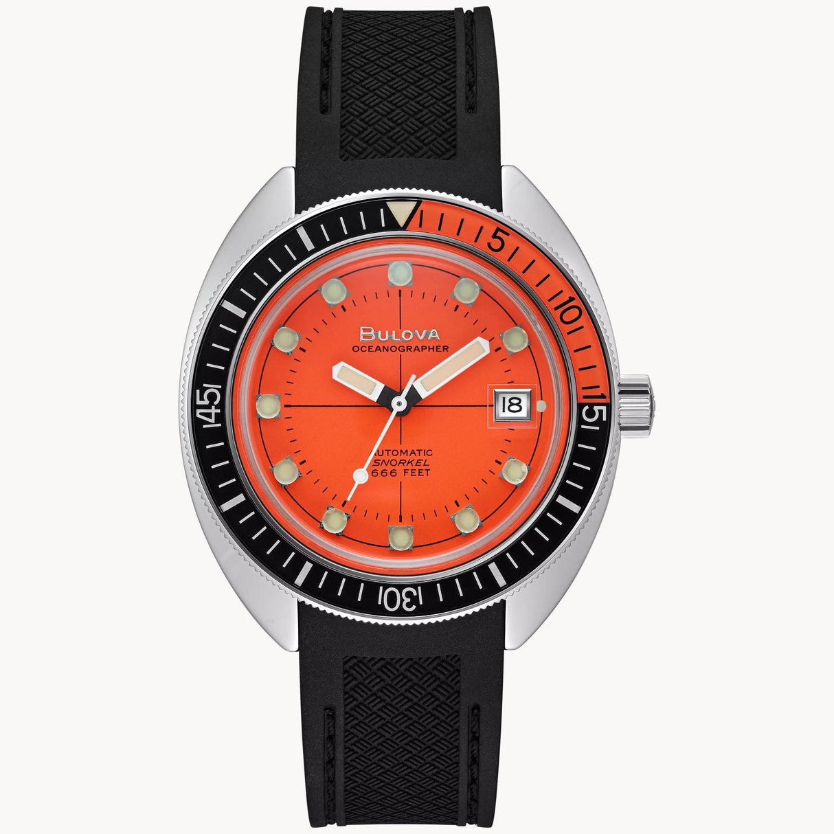 96B350 Reloj Devil Diver de hombre pulsera de caucho 41 mm