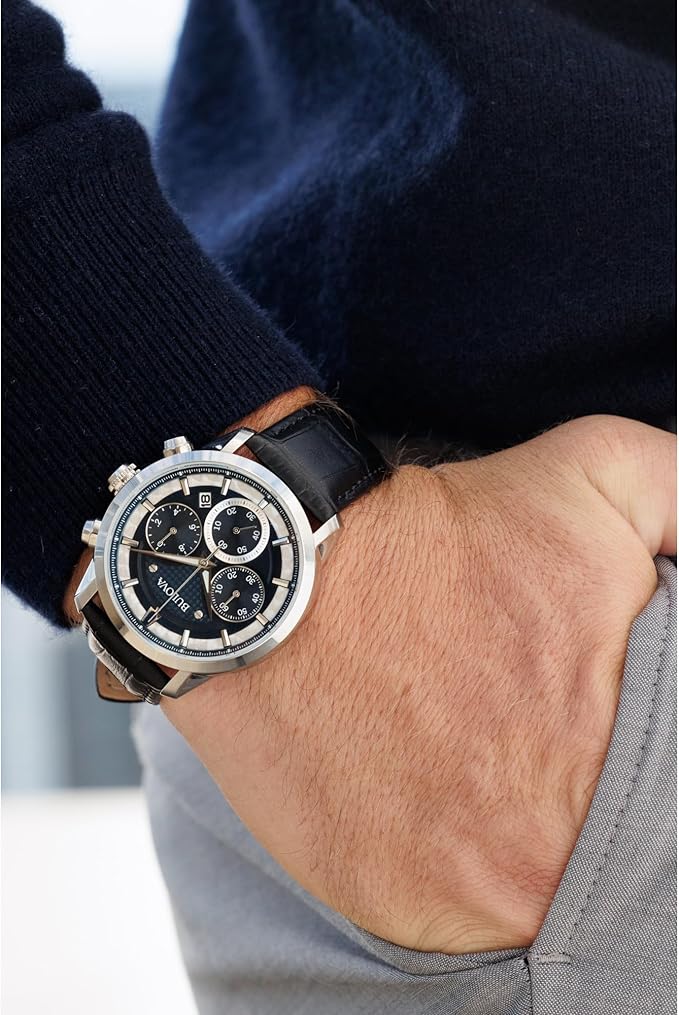 96B420 Reloj Bulova Sutton de hombre pulsera de cuero 44 mm