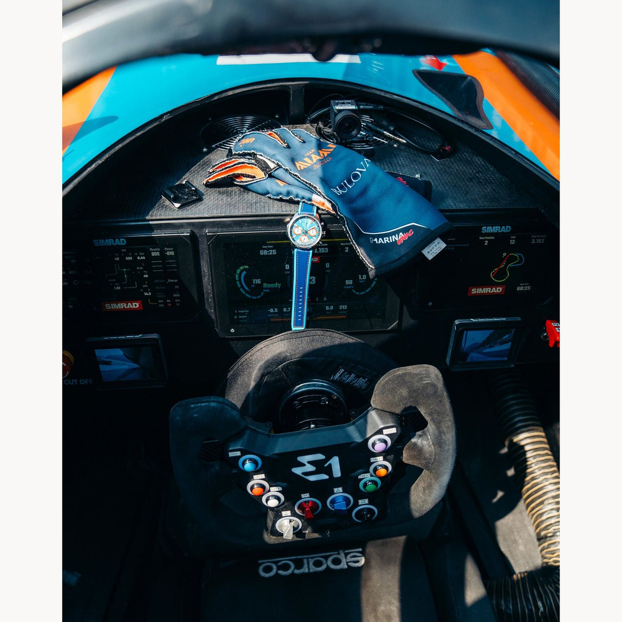 96B460 Reloj Bulova E1 Team Miami de hombre pulsera de cuero 43 mm