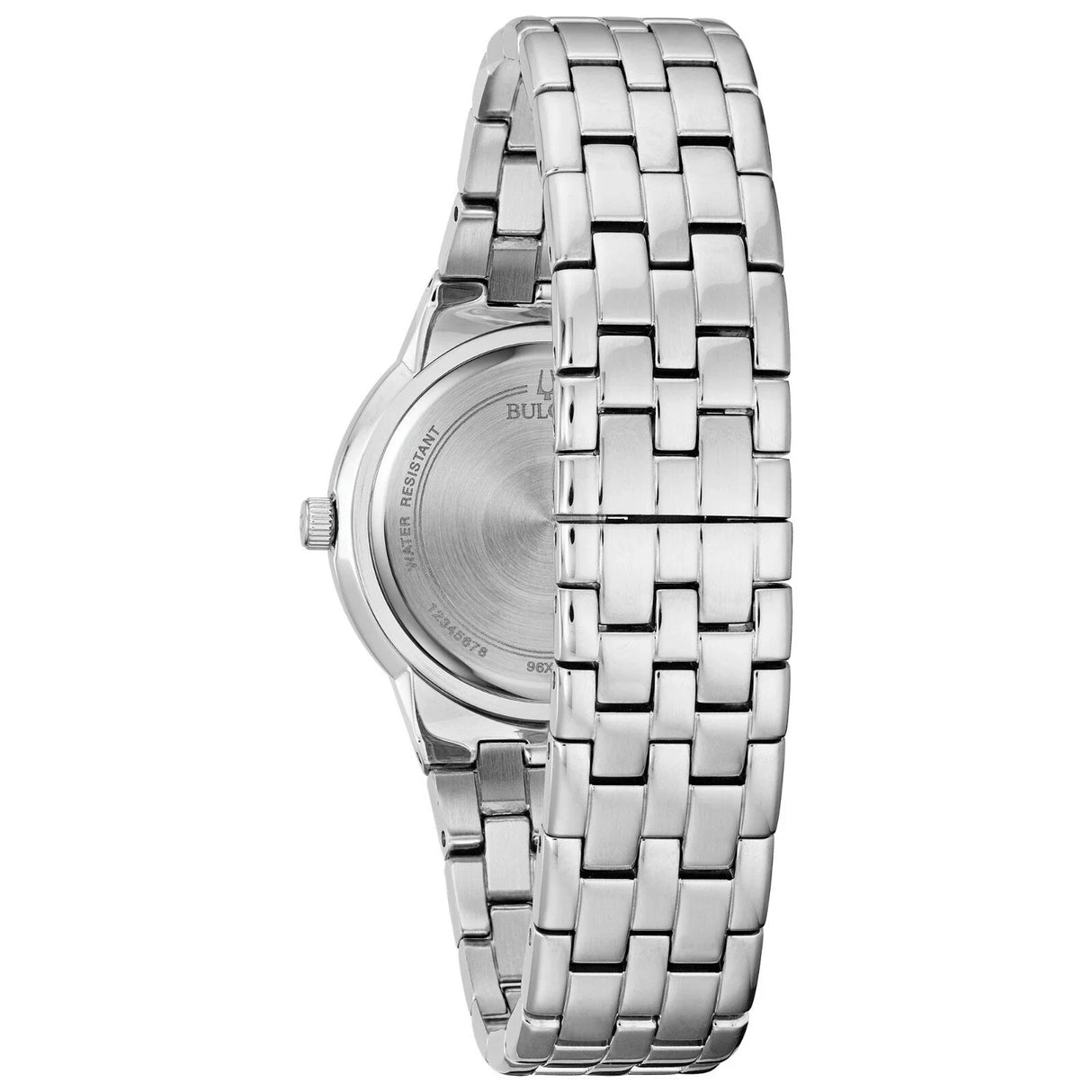 96X144 Reloj Bulova Crystal de mujer banda de metal 33 mm
