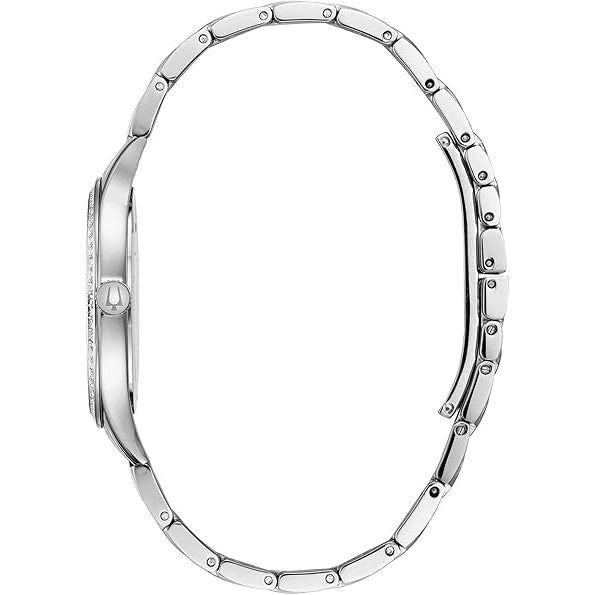 96X145 Reloj Bulova Crystal Mother of Pearl de señorita pulsera de metal 32 mm