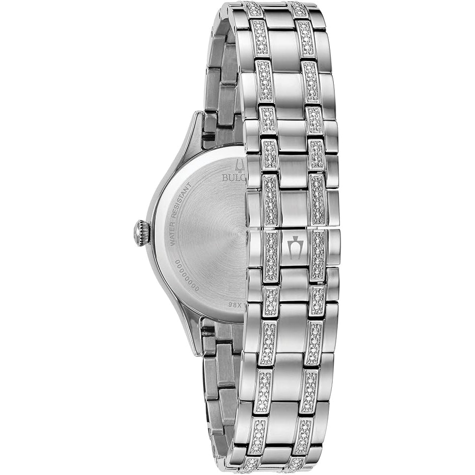 96X145 Reloj Bulova Crystal Mother of Pearl de señorita pulsera de metal 32 mm