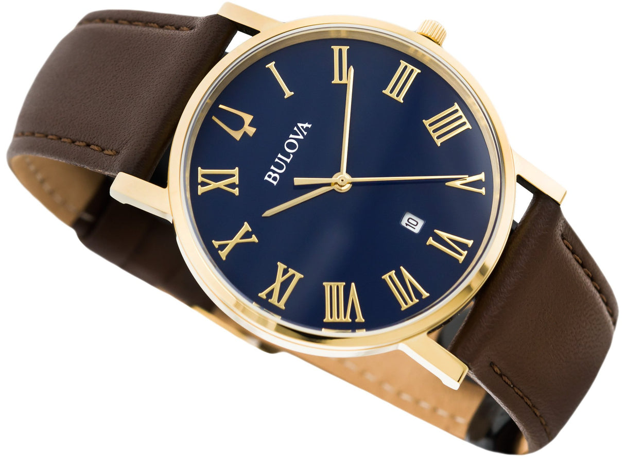 97B177 Bulova American para hombre pulsera de piel