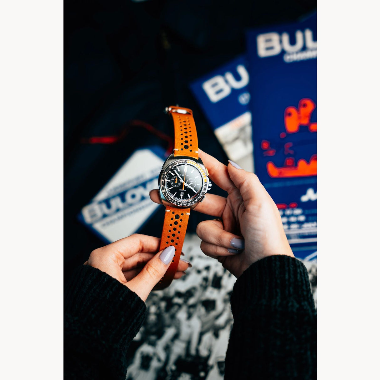 98B427 Reloj Bulova Racer de hombre pulsera de piel 42 mm