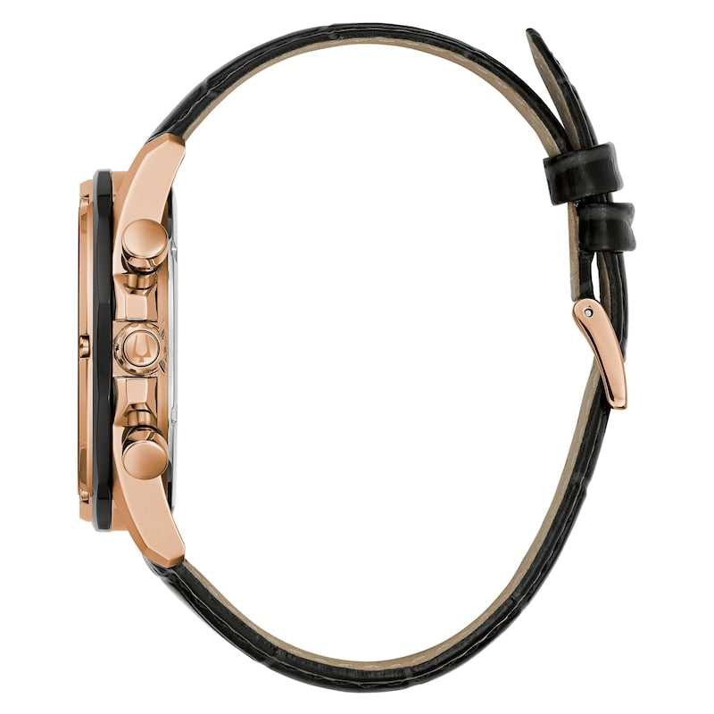 98K117 Reloj Bulova Crystal de hombre pulsera de cuero 43 mm