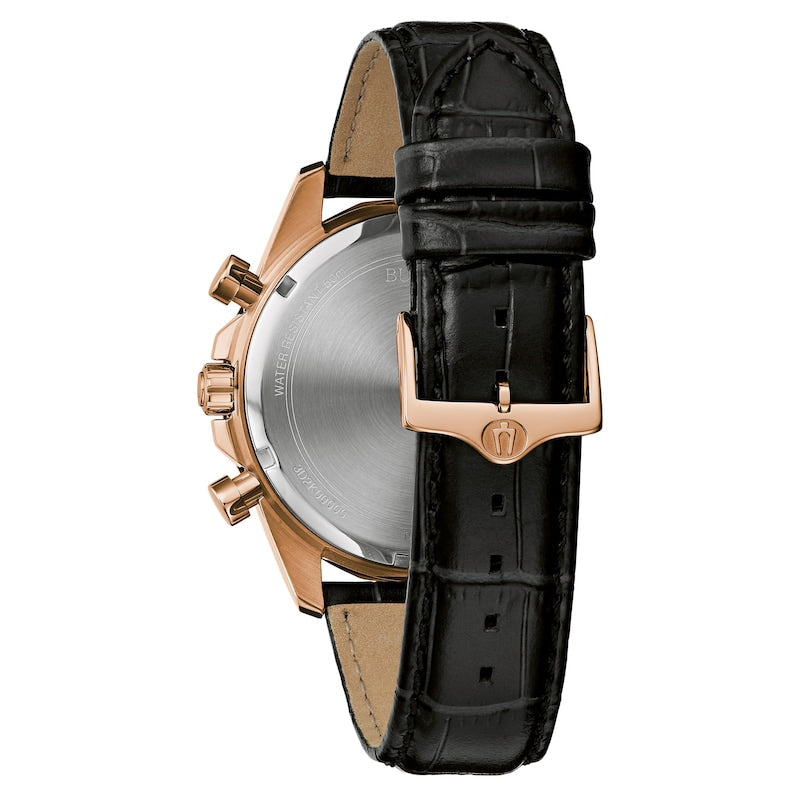 98K117 Reloj Bulova Crystal de hombre pulsera de cuero 43 mm