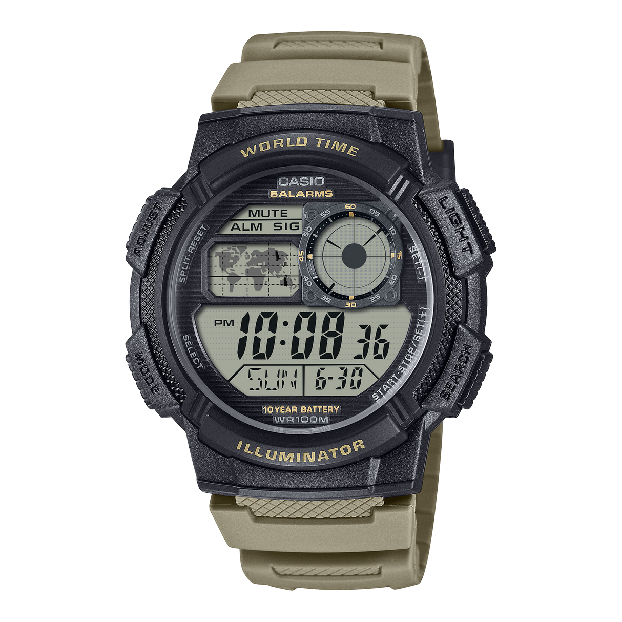 AE-1000W-5AVCF Reloj Casio de hombre correa de silicona 48 mm 10 años de bateria