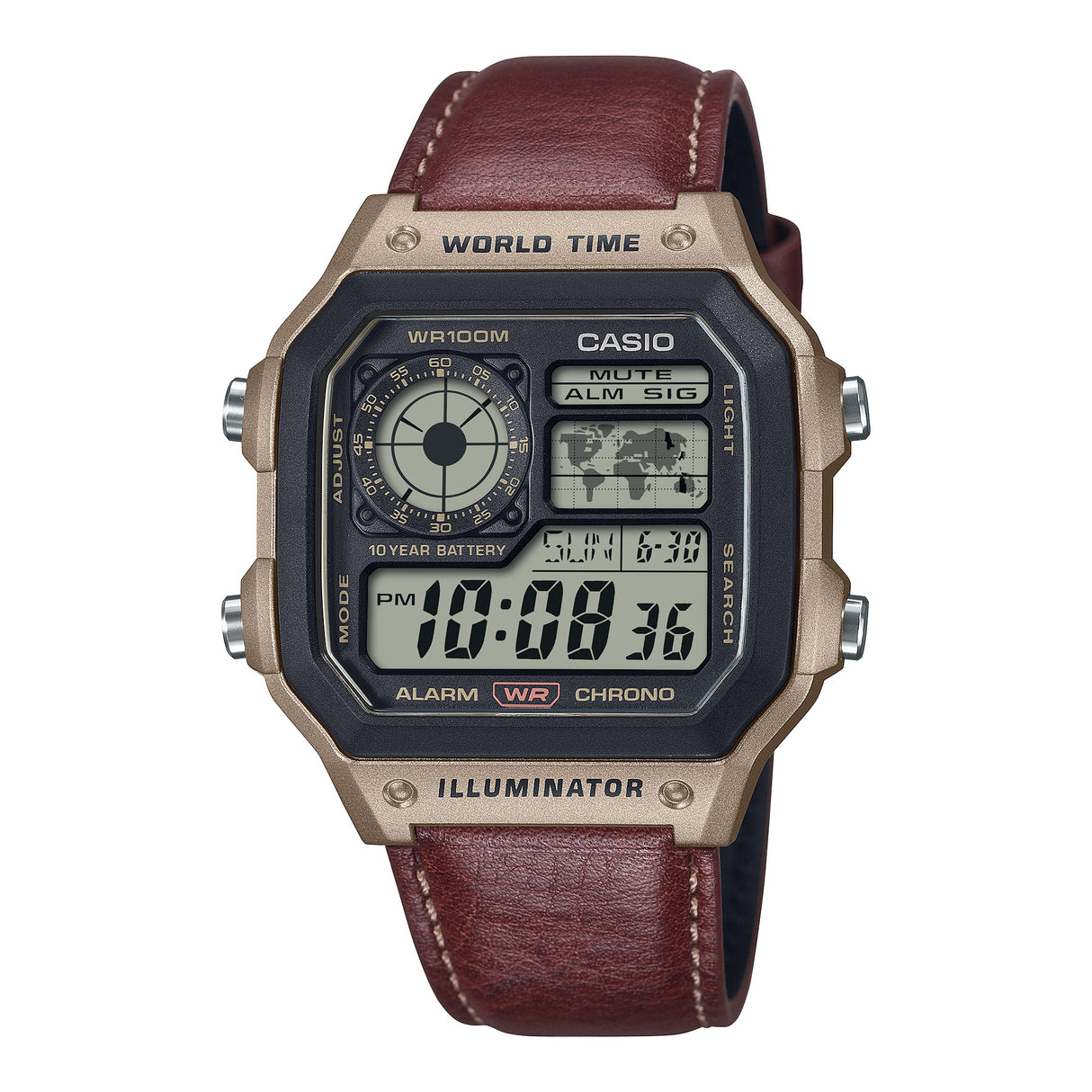 AE-1200WHL-5AV Reloj Casio para caballero pulsera de cuero