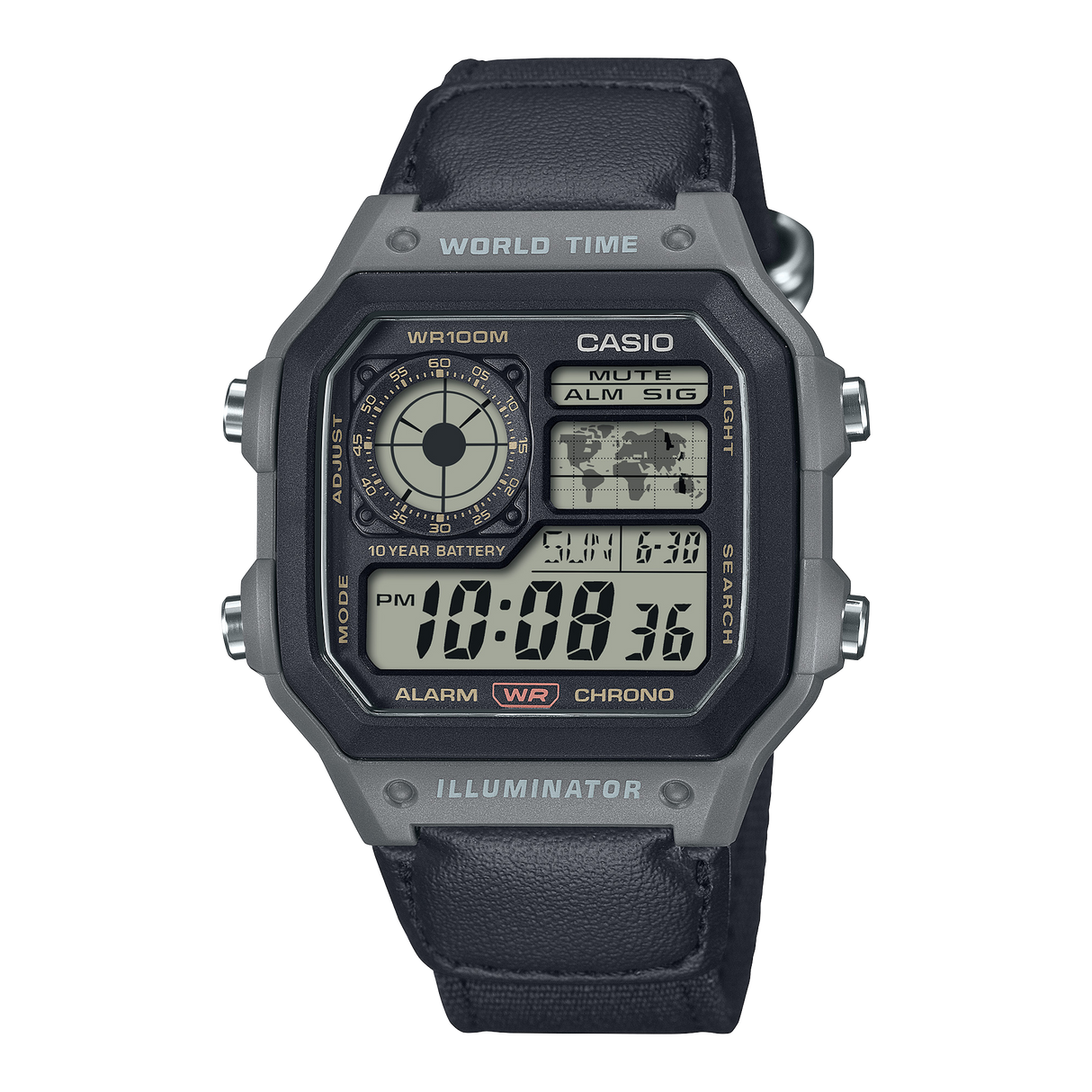 AE-1200WHUB-8AVCF Reloj Casio de hombre correa de cuero digital 41 mm 10 años de bateria