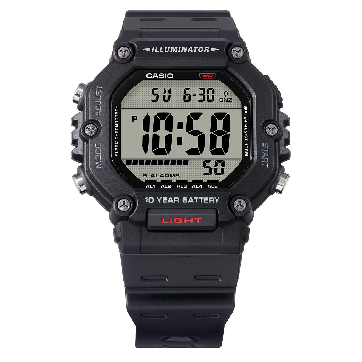 AE-1600H-1AV Casio Reloj unisex pulsera de caucho 10 años de batería