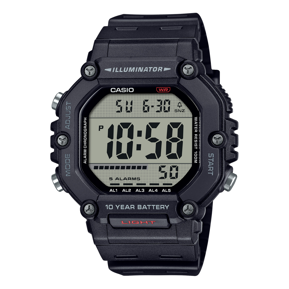 AE-1600H-1AV Casio Reloj unisex pulsera de caucho 10 años de batería