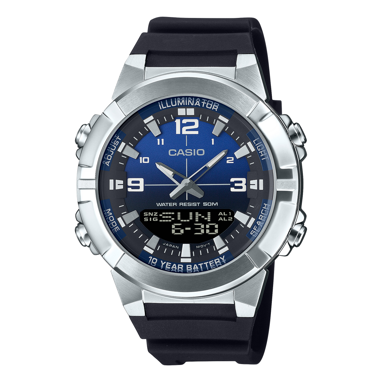 AMW-870A-2AV Casio Doble hora correa de caucho