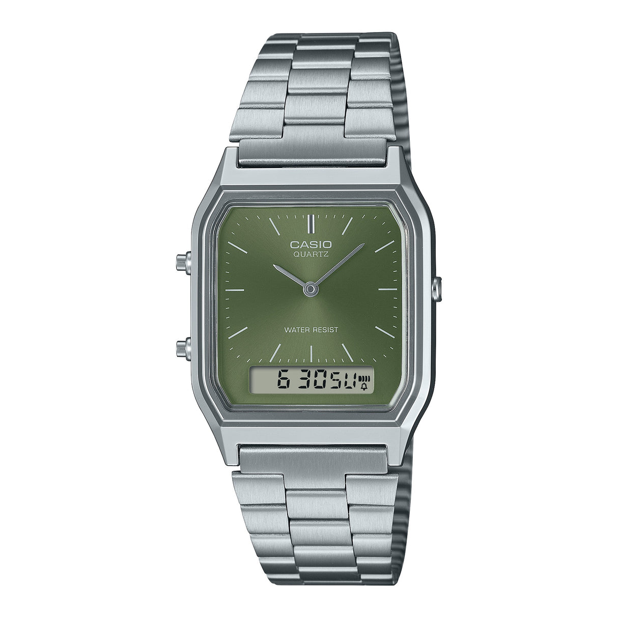 AQ-230A-3A Casio reloj unisex pulsera de metal doble hora