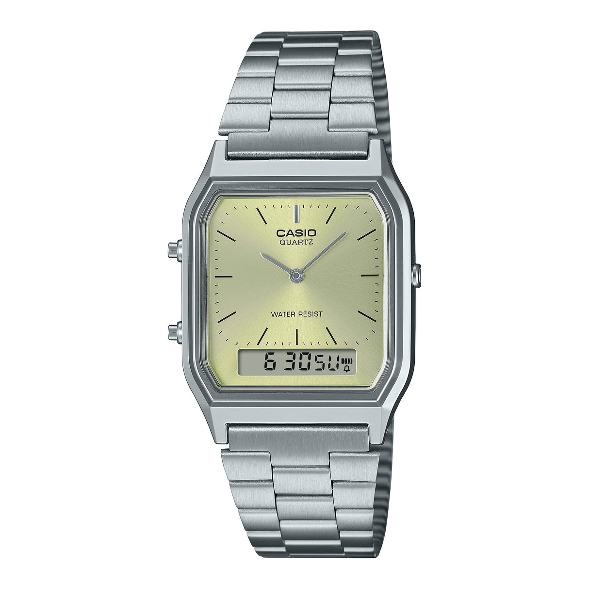 AQ-230A-9A Casio Unisex pulsera de metal doble hora