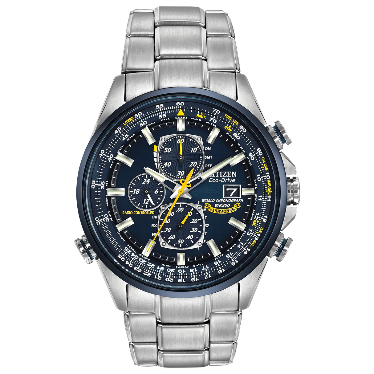 AT8020-54L Reloj Citizen World Chronograph Eco-drive de hombre pulsera de metal 43mm