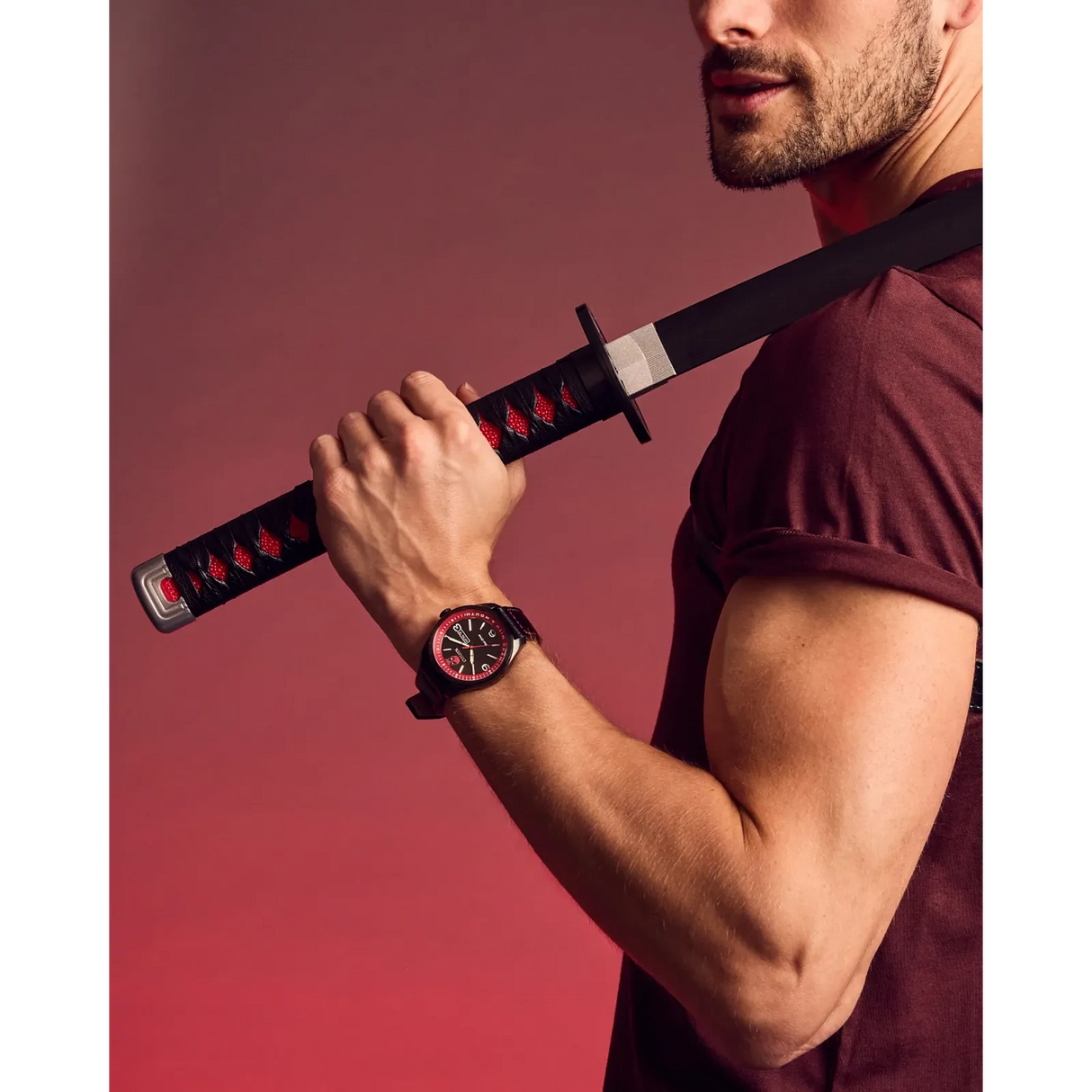 AW0145-02W Citizen Here comes Deadpool Marvel Edition de caballero pulsera de cuero Eco-drive