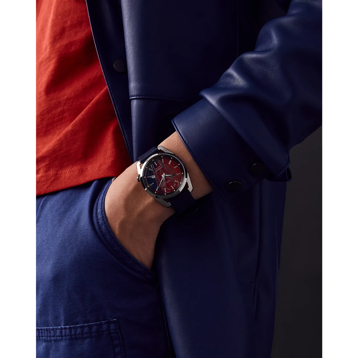 AW1680-03W Citizen Spider-Man Marvel Edition Eco-drive de hombre pulsera de cuero