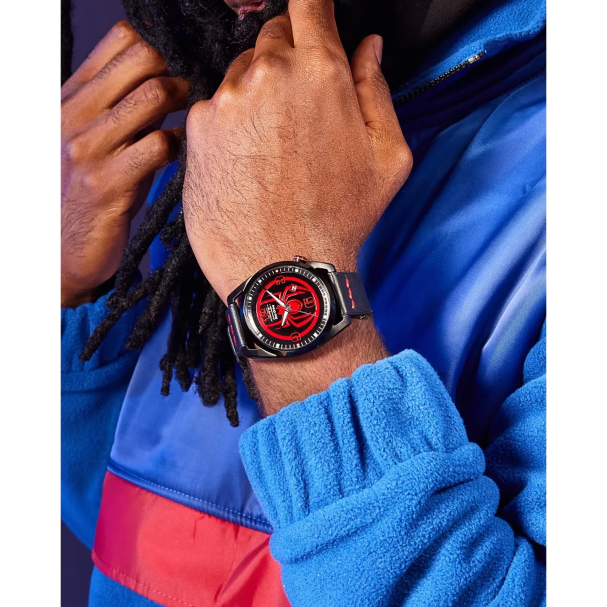 AW1685-00W Citizen Spider-Man Miles Morales Marvel Edition de caballero pulsera de piel Eco-drive