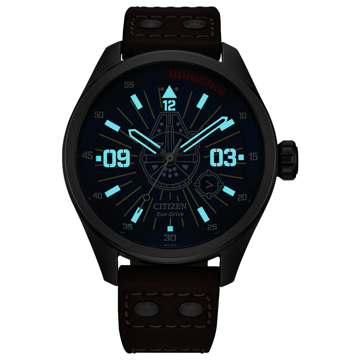 AW5009-03W Citizen Han Solo Star Wars Eco-drive de caballero pulsera de cuero