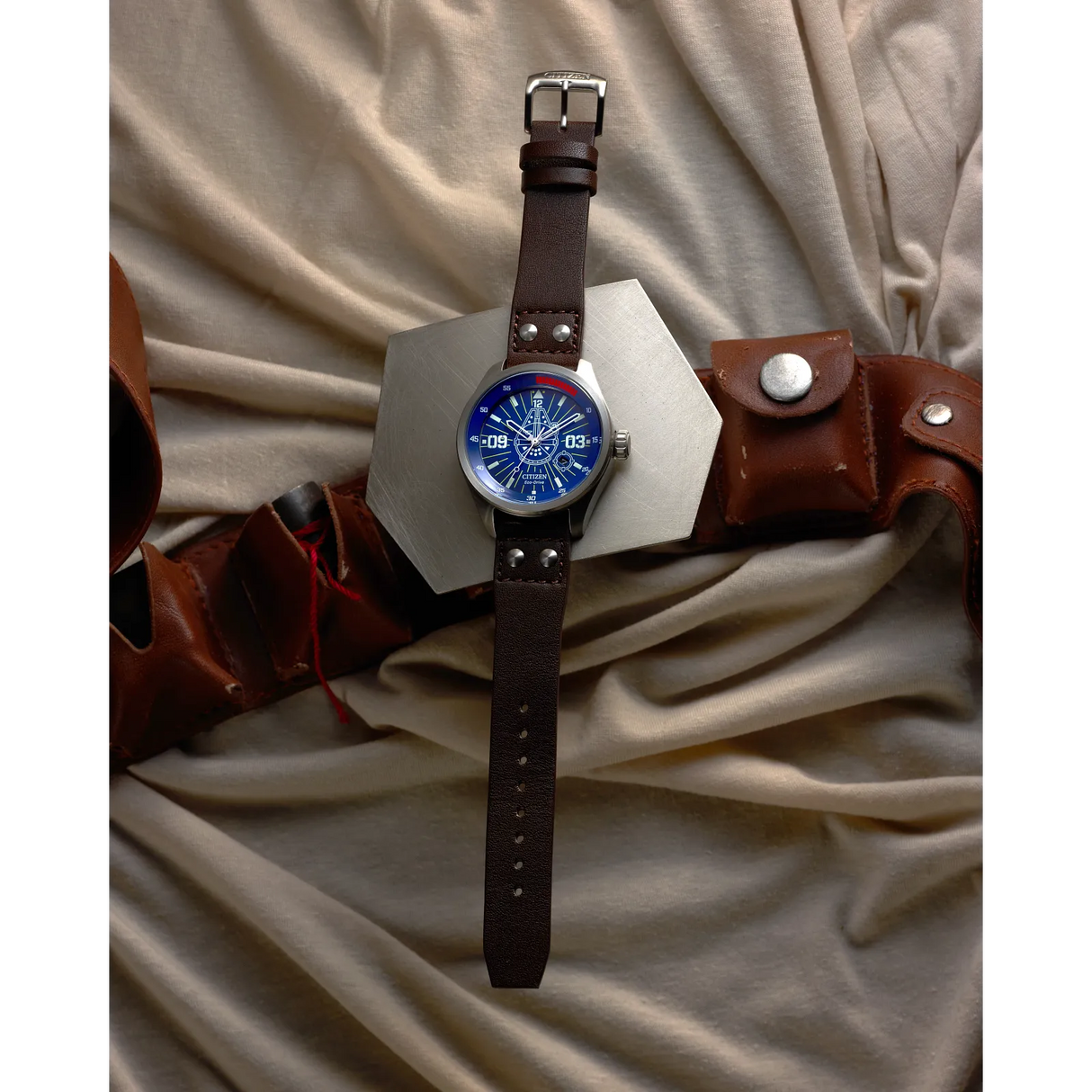 AW5009-03W Citizen Han Solo Star Wars Eco-drive de caballero pulsera de cuero