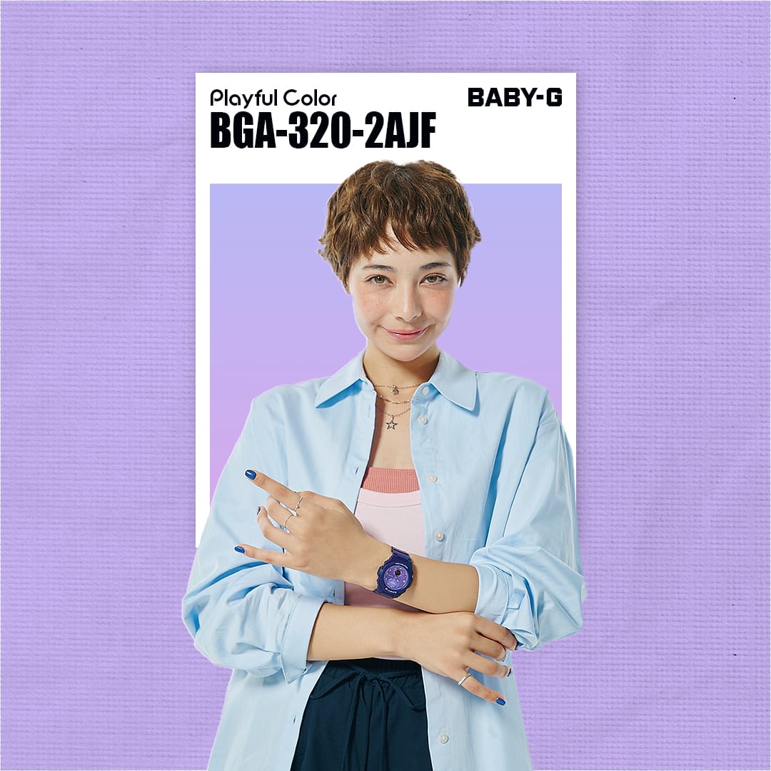 BGA-320-2A Baby-G reloj para señorita pulsera de caucho doble hora