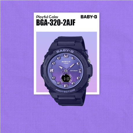 BGA-320-2A Baby-G reloj para señorita pulsera de caucho doble hora