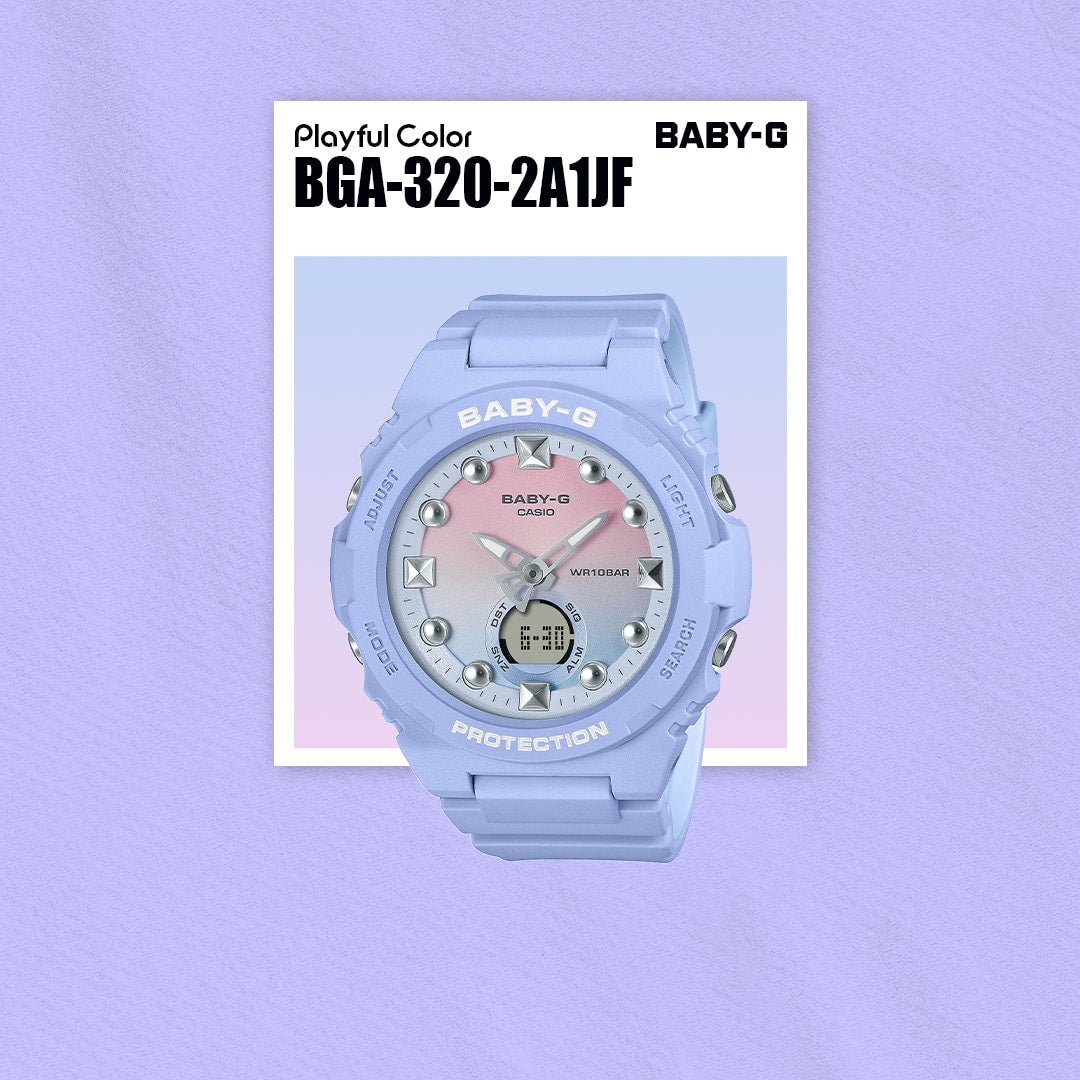 BGA-320-2A1 Baby-G reloj para señorita pulsera de caucho doble hora