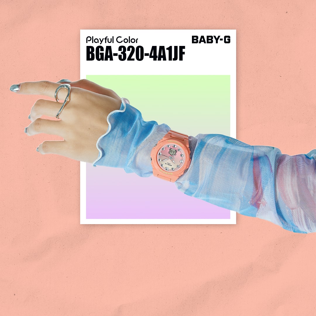 BGA-320-4A1 Baby-G reloj para señorita pulsera de caucho doble hora