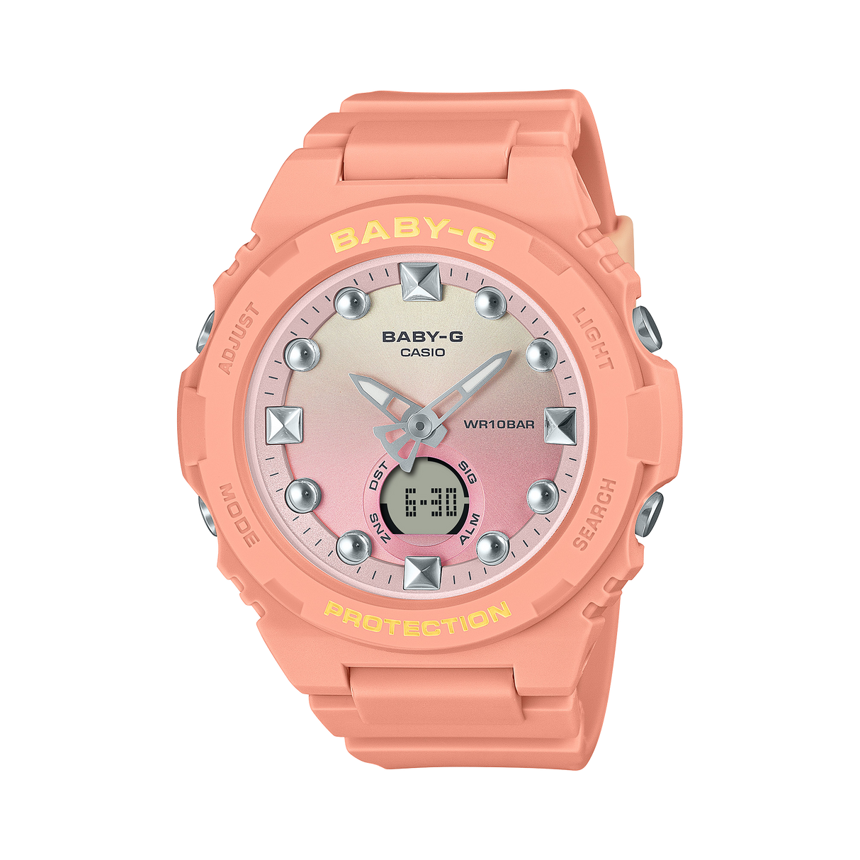 BGA-320-4A1 Baby-G reloj para señorita pulsera de caucho doble hora