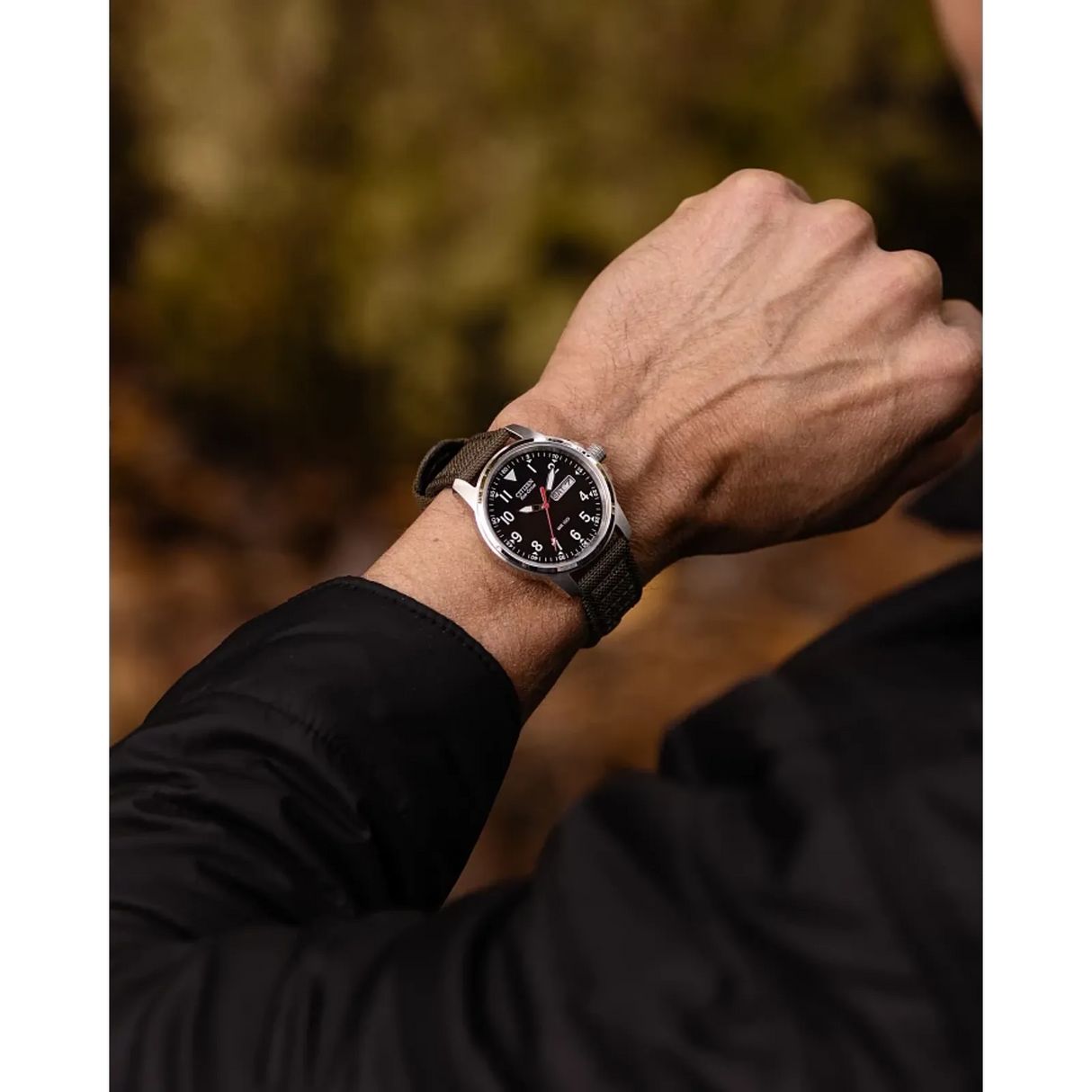 BM8180-03E Citizen Garrison de hombre pulsera de tela Eco-drive