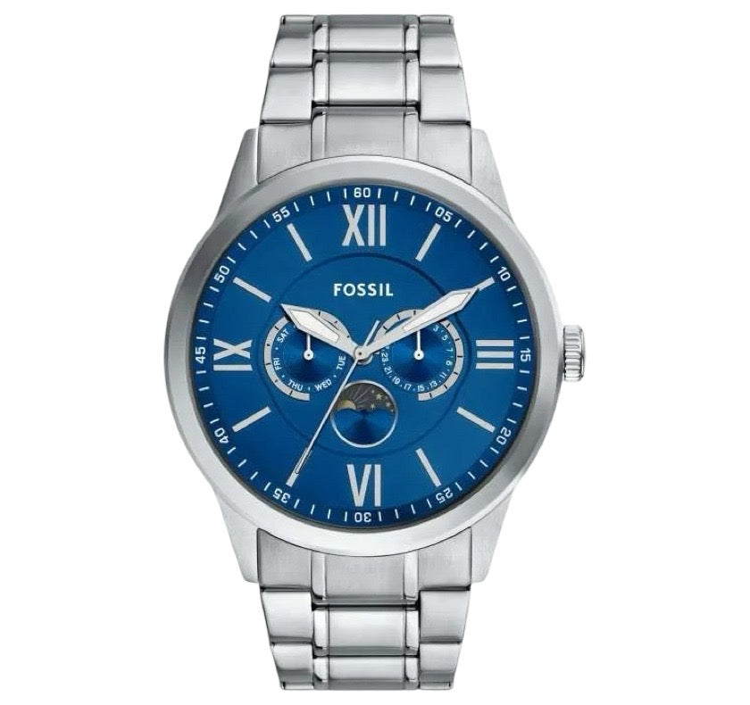 BQM7087 Reloj Fossil Flynn Moonphase de hombre pulsera de metal 48 mm