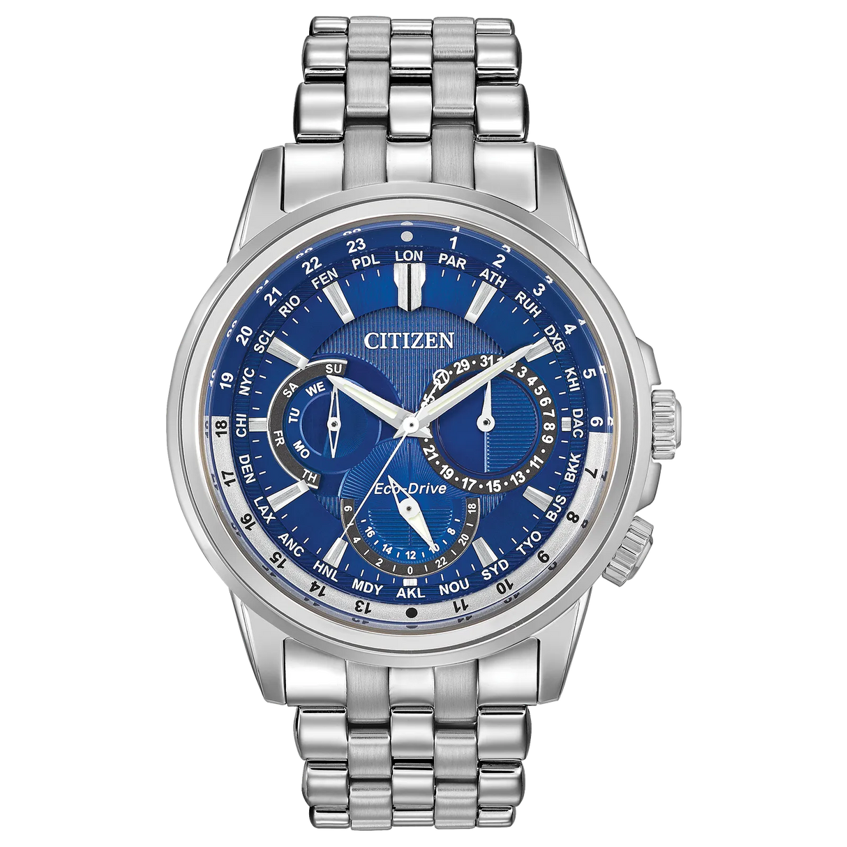 bu2021-51l Reloj Citizen Calendrier Eco-drive de hombre pulsera de metal 44mm