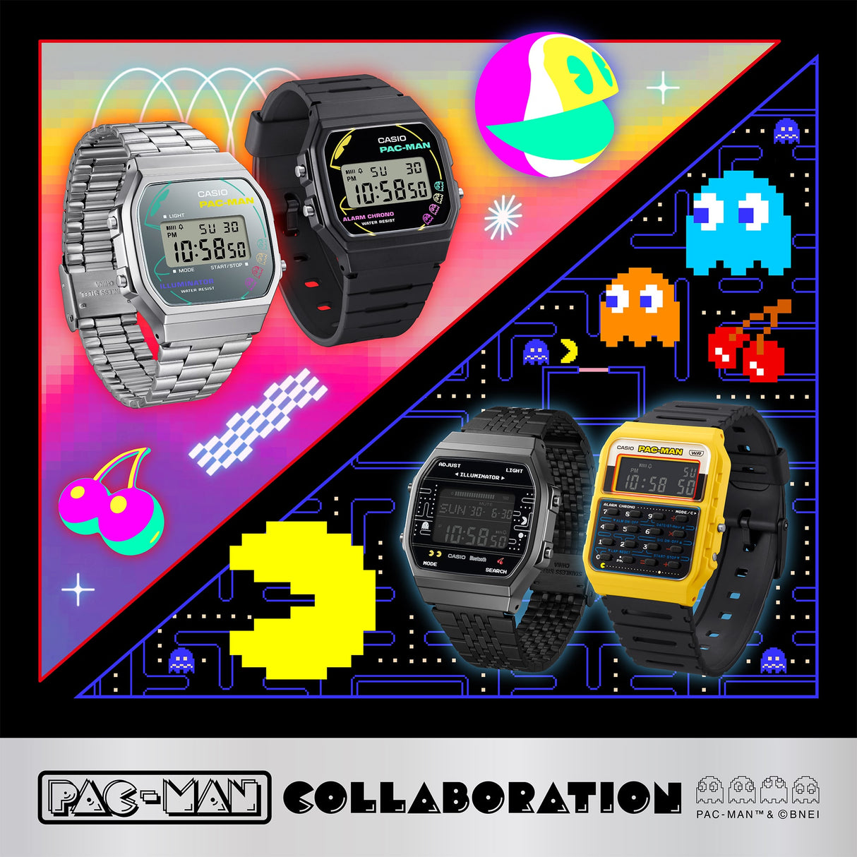 CA-53WPC-1B Casio reloj unisex pulsera de caucho Pac-Man