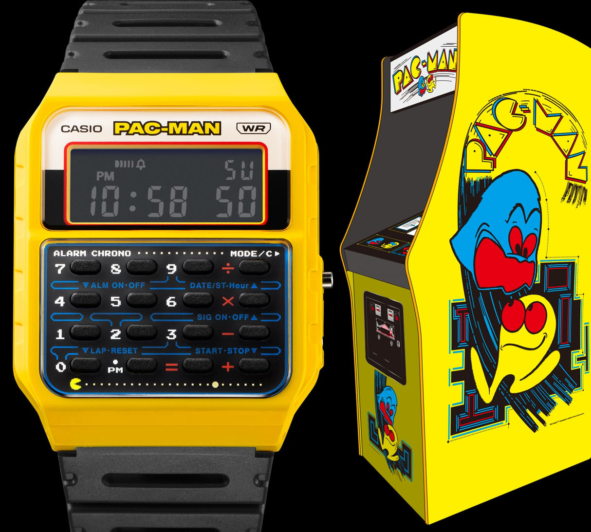 CA-53WPC-1B Casio reloj unisex pulsera de caucho Pac-Man
