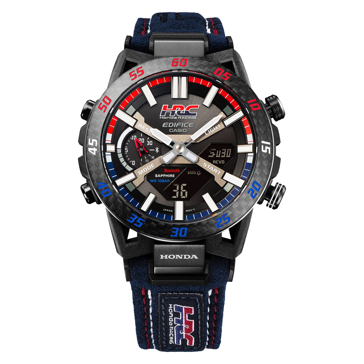 ECB-2000HR-1A Edifice reloj para hombre pulsera de tela Honda Racing, Bluetooth, cristal Zafiro