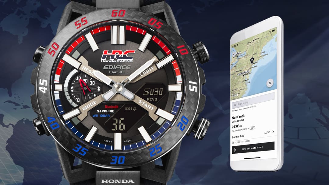 ECB-2000HR-1A Edifice reloj para hombre pulsera de tela Honda Racing, Bluetooth, cristal Zafiro