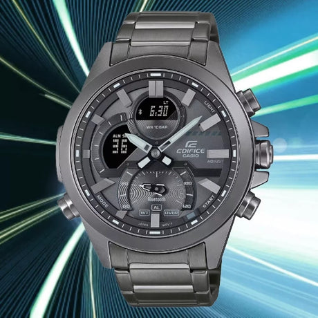 ECB-30DC-1B Reloj Edifice pulsera de metal doble hora con bluetooth