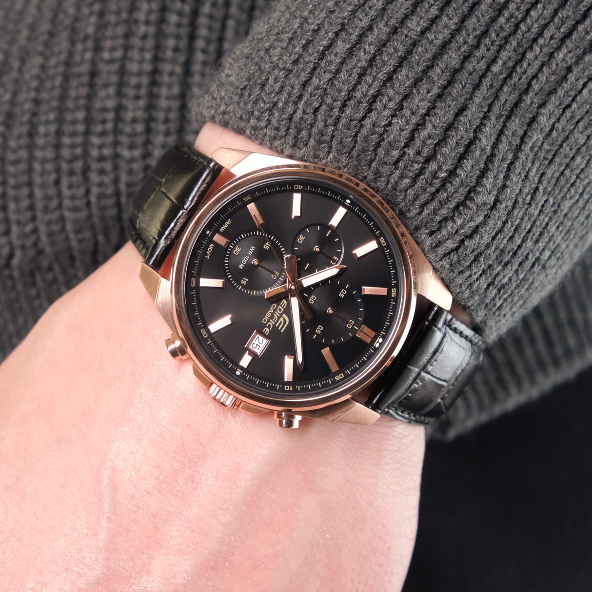 EFV-610ECL-1A Reloj Edifice de hombre pulsera de cuero 49 mm