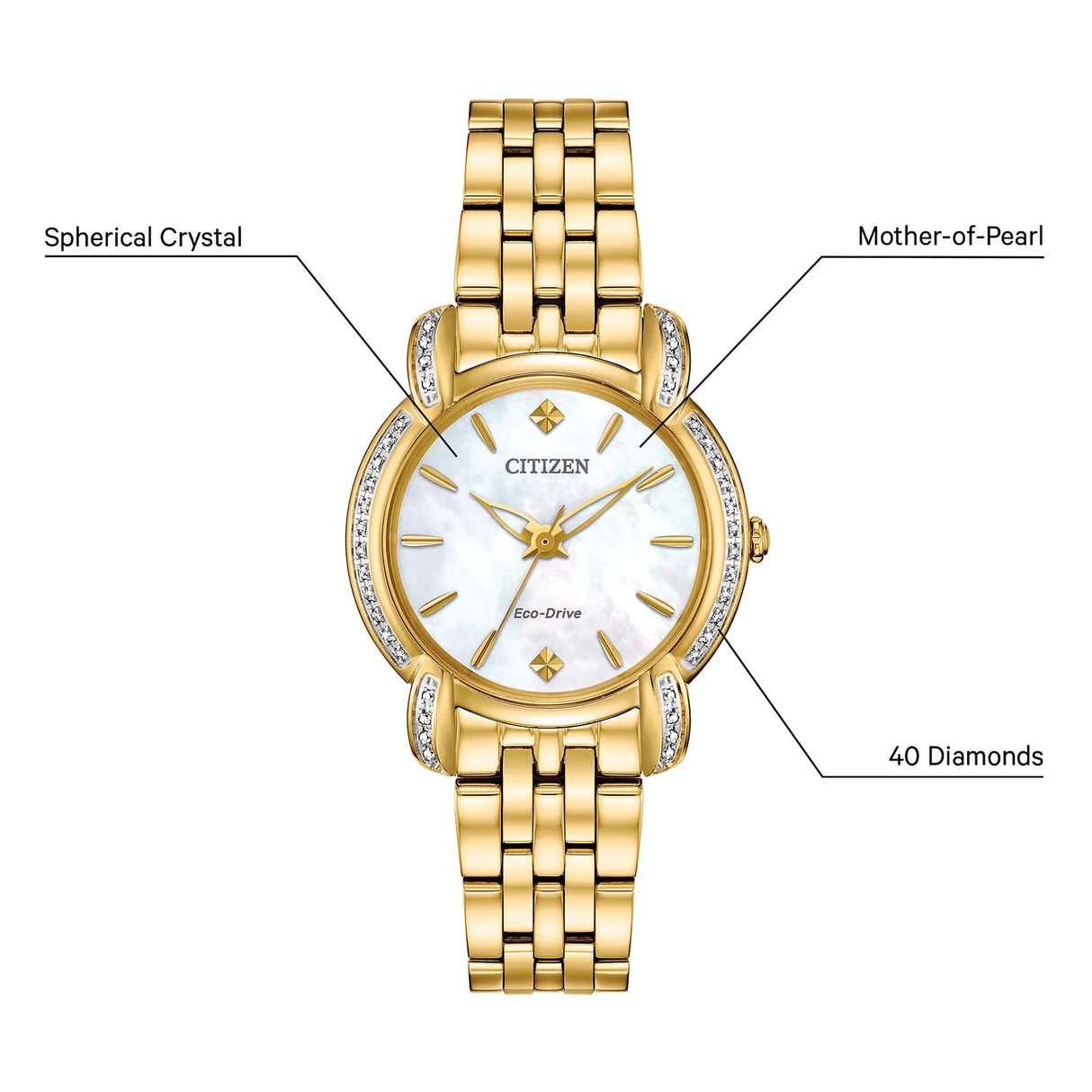 EM0692-54D Citizen Jolie de dama pulsera de metal Eco-drive