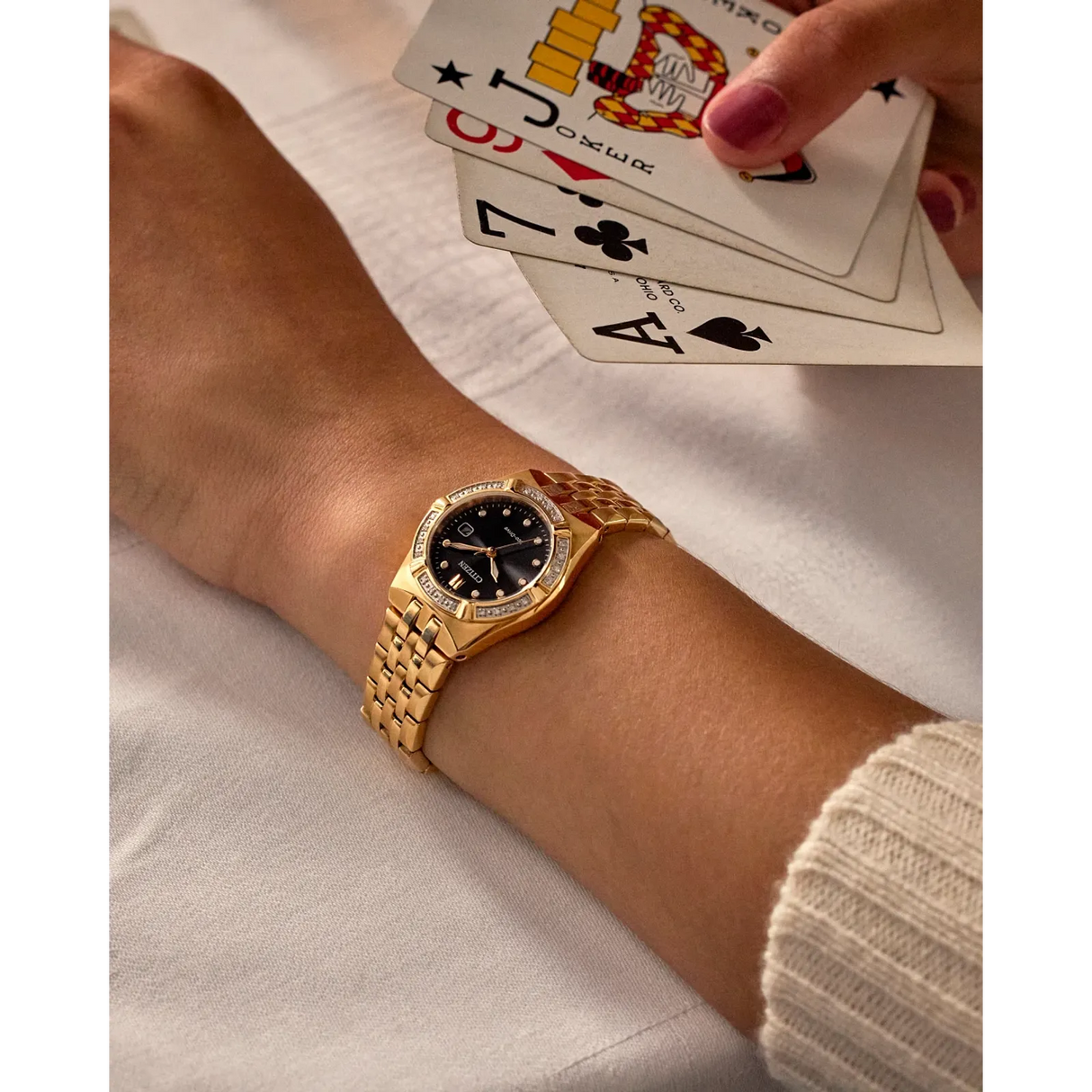 EW2712-55E Reloj Citizen Corso Eco-drive de dama pulsera de metal con diamantes incrustados 28 mm