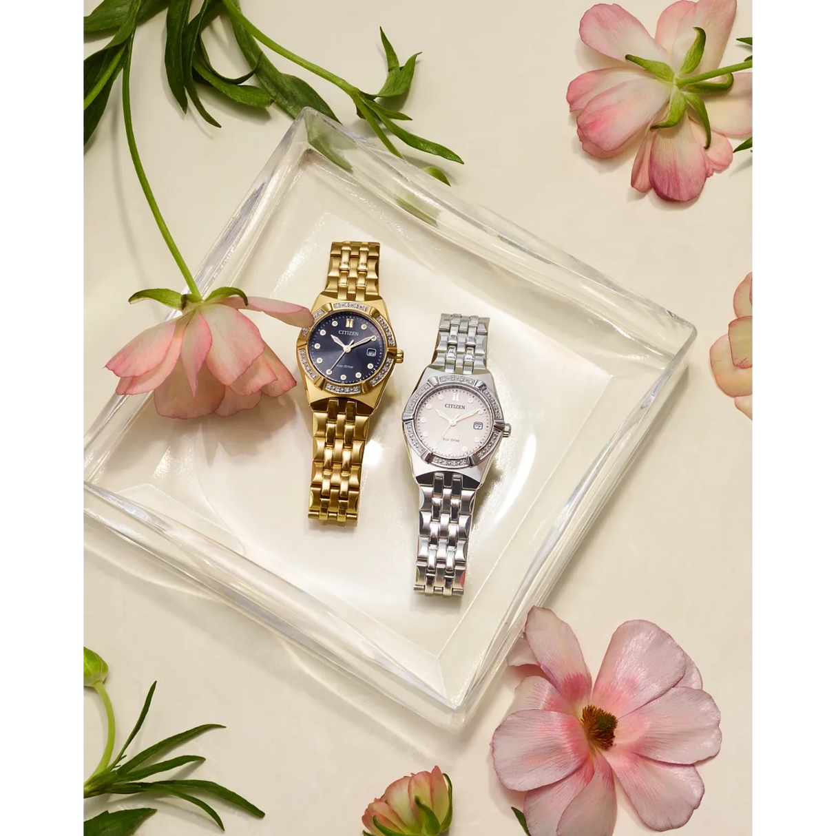 EW2712-55E Reloj Citizen Corso Eco-drive de dama pulsera de metal con diamantes incrustados 28 mm