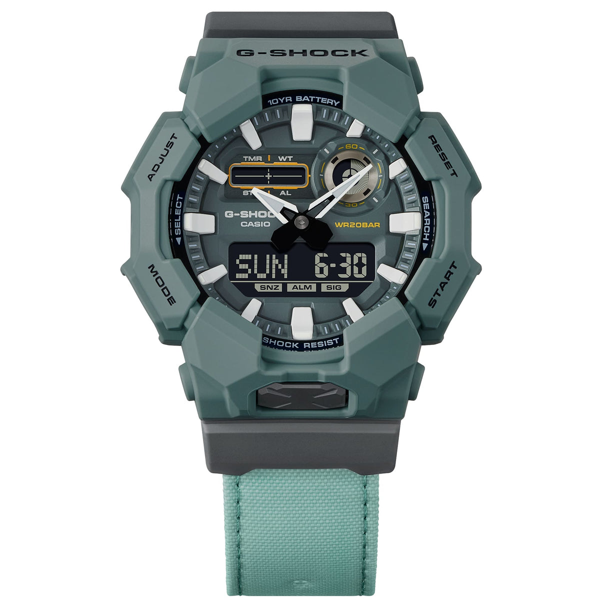 GA-010CE-2A Reloj G-Shock de hombre correa de tela 10 años de batería
