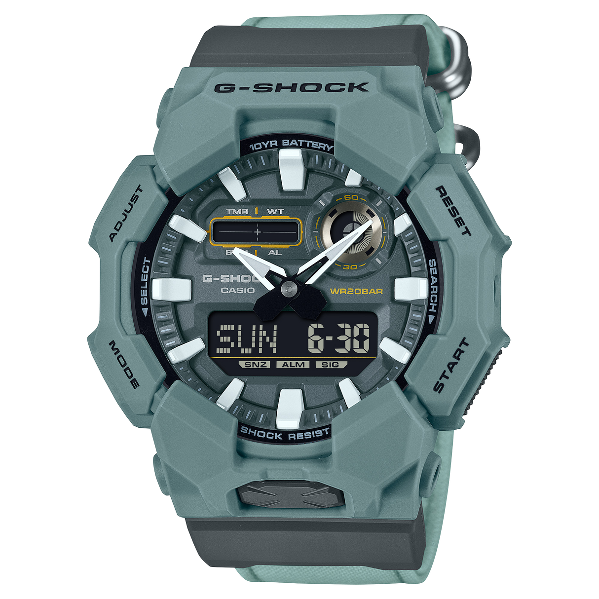 GA-010CE-2A Reloj G-Shock de hombre correa de tela 10 años de batería