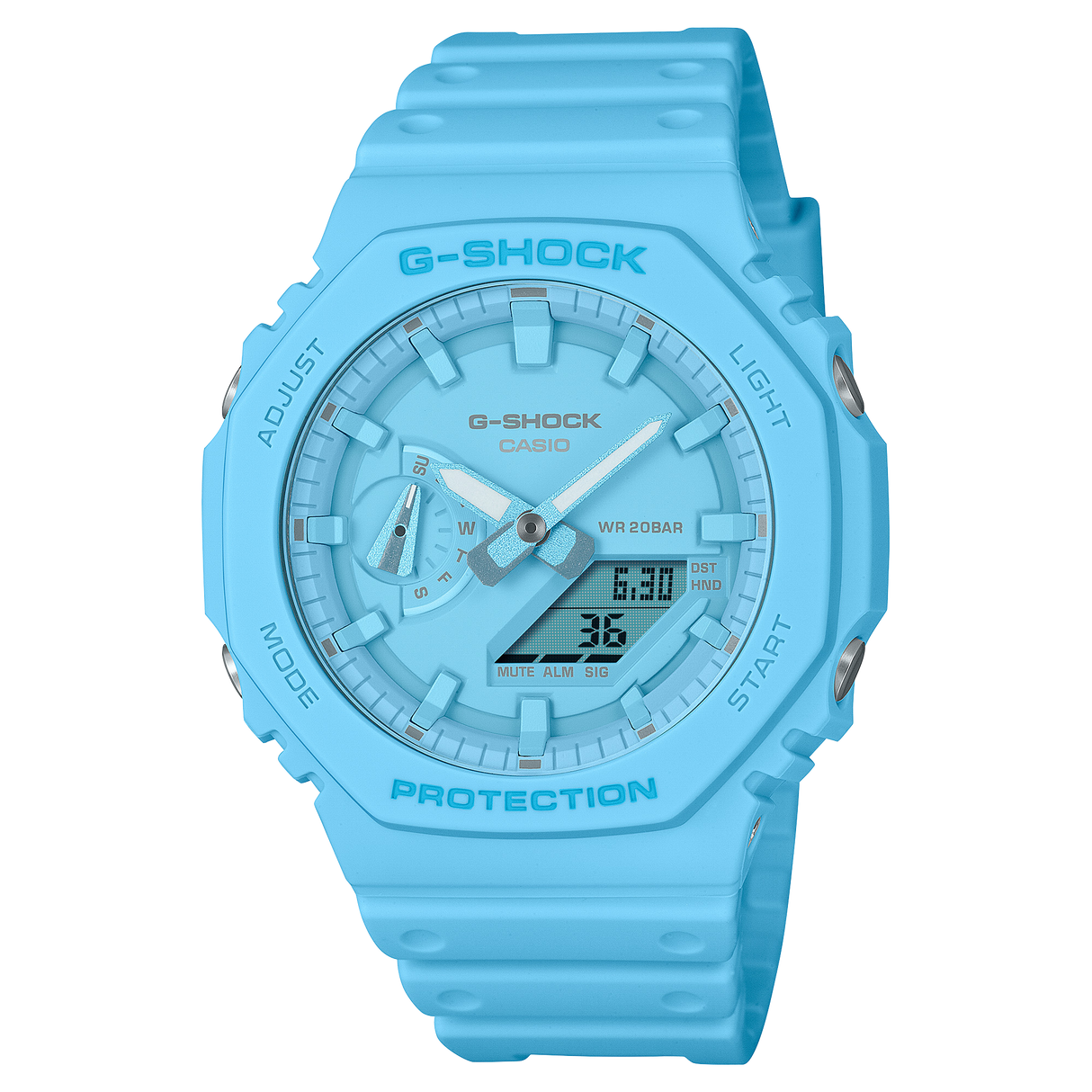 GA-2100-2A2 Reloj G-Shock Pulsera de Caucho para Hombre Doble hora