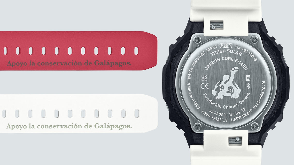 GA-B2100CD-1A7 Reloj G-Shock x Charles Darwin Foundation de hombre pulsera de caucho doble hora con Bluetooth 49 mm