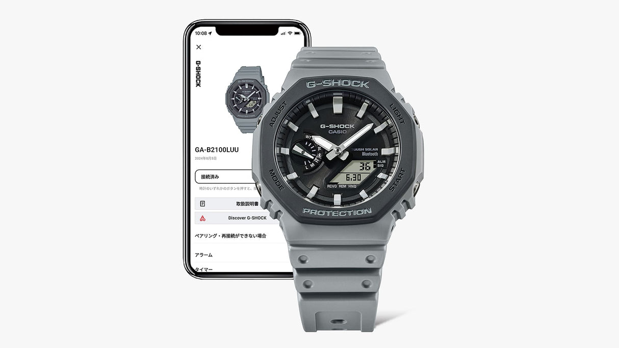 GA-B2100LUU-8A G-Shock reloj para caballero pulsera de caucho con bluetooth