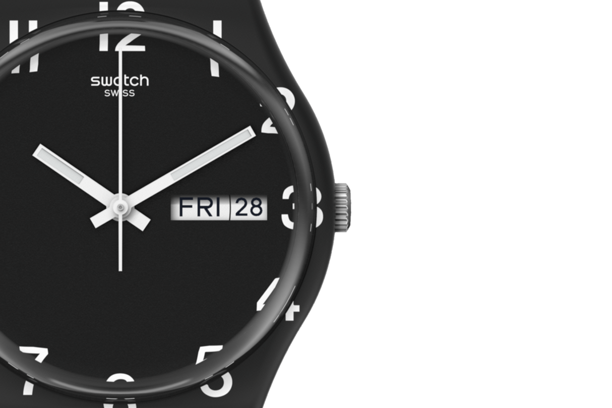 GB757 Reloj Swatch Over Black de hombre banda de resina 34 mm
