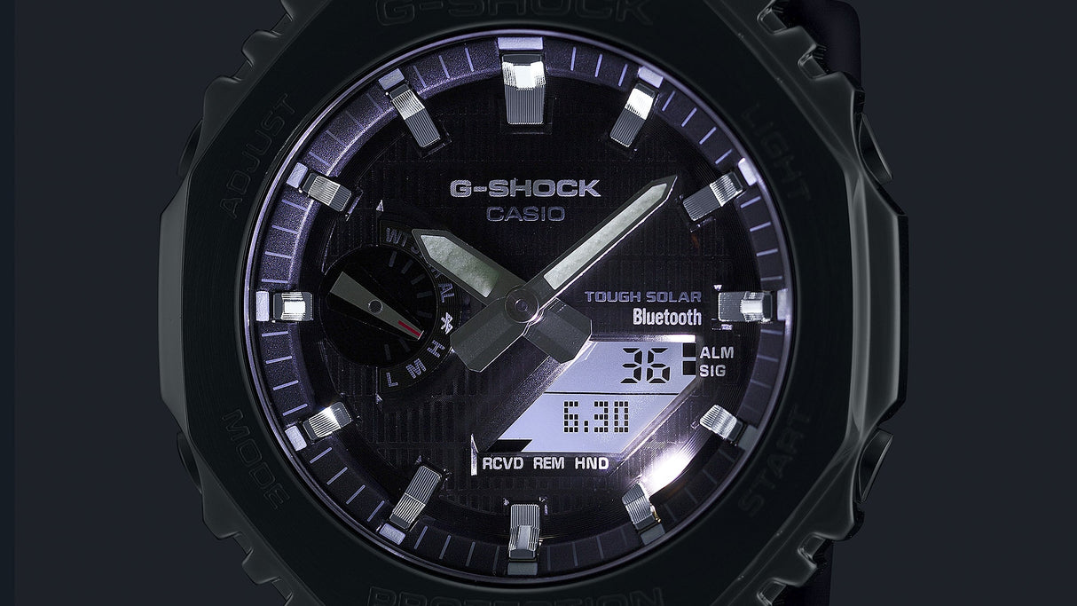 GBM-2100-1A Reloj G-Shock Tough Solar de caballero pulsera de resina doble hora bluetooth